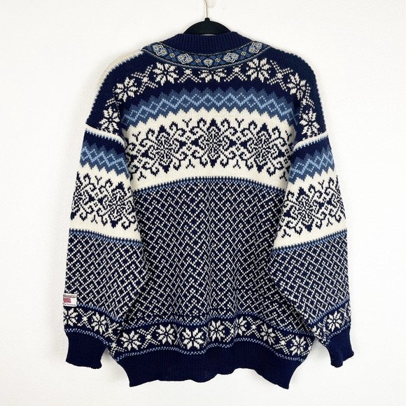 Vintage 80s NORDSTRIKK Norway Fair Isle Sweater Wool Preppy Cabincore Ski M - Picture 2 of 10